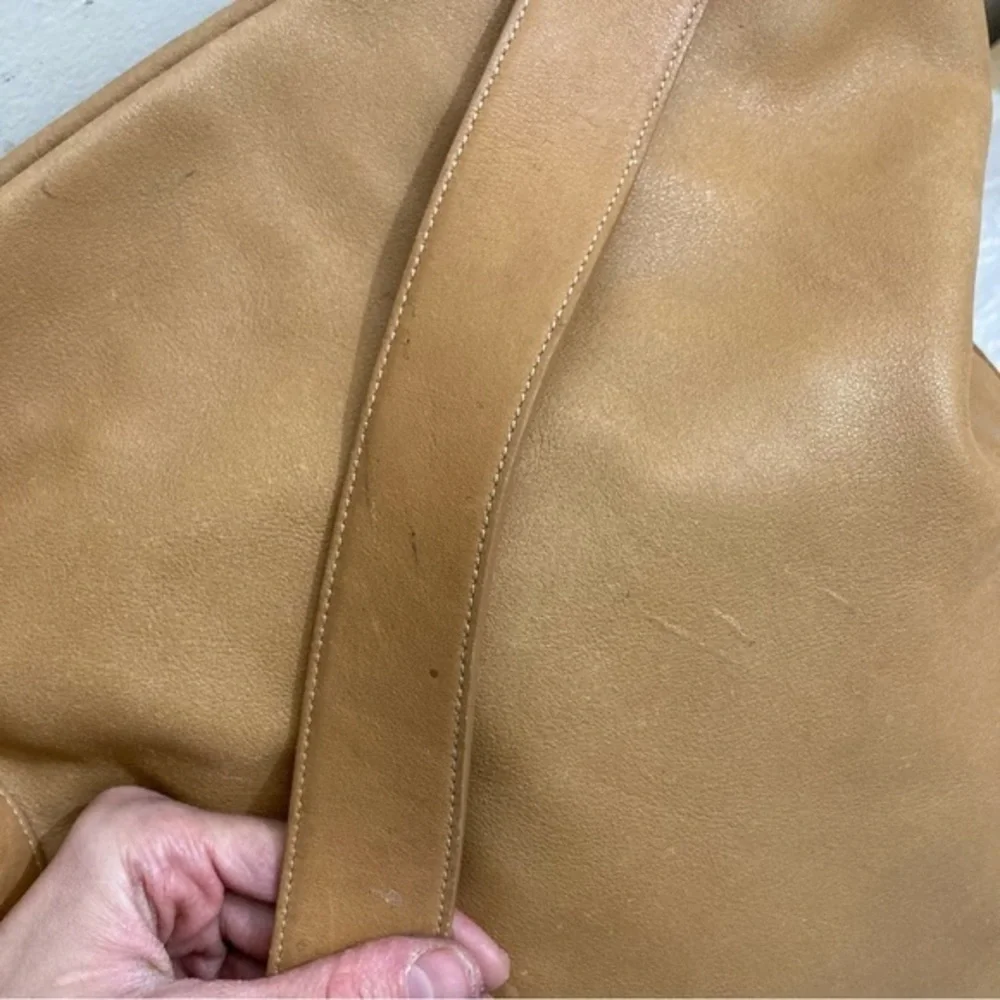 Coach vintage XL Leather Convertable Duffle Bag Tote Purse 9151 tan nickel